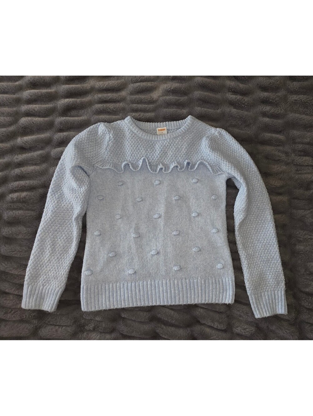 Gymboree Girls Light Blue Knit Sweater with Pom Pom Detail